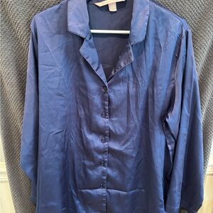 Victoria's Secret Blue Satin Pajama Top